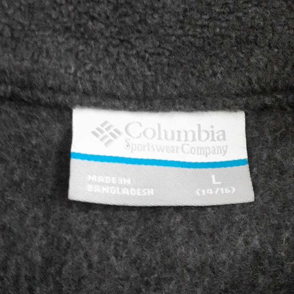 Columbia Charcoal Gray Full Zip Fleece Jacket SIZE L Zip Pockets Soft Warm